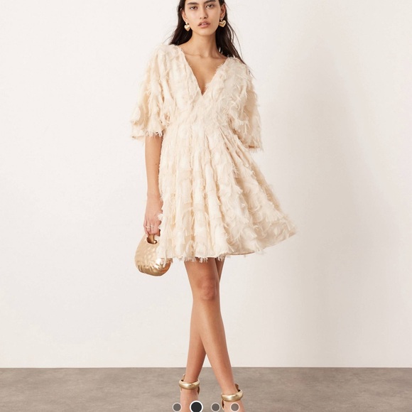 ASOS edition textured cinch waist mini dress size 6 - Picture 2 of 4